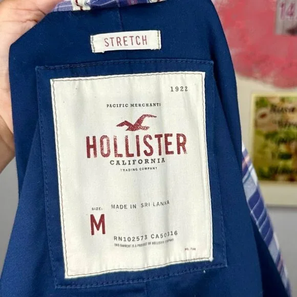 NWT Hollister Bettys Blue 2 Button Stretch Plaid Jacket Medium - Picture 6 of 8